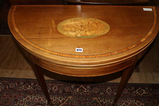 Demi lune inlaid card table
